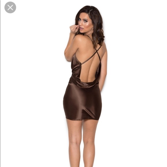 House of CB Dresses & Skirts - House of CB London Brown Open Back Mini Dress